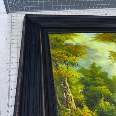 Framed Oil Painting C. Inness Tree Down by the Lake