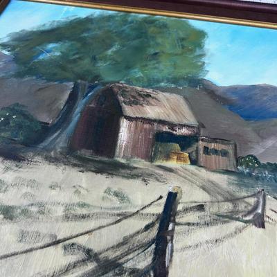M.  Hansen Farm House, Oil On Board. 