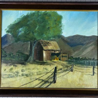 M.  Hansen Farm House, Oil On Board. 