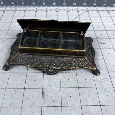 Bronze Desk Ink Well 