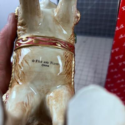 Pair of Fitz & Floyd Father Christmas Reindeer Candle Sticks, (2) in the Box. 