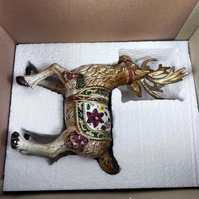 Pair of Fitz & Floyd Father Christmas Reindeer Candle Sticks, (2) in the Box. 
