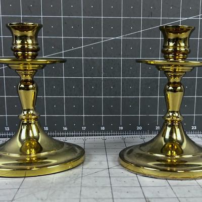 2 Solid Brass Candle Sticks 