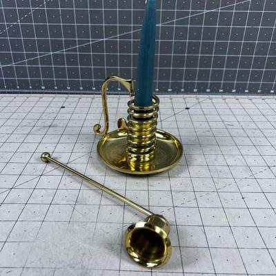 Brass Candle Stick &Candle Snuffer 