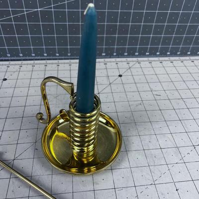 Brass Candle Stick &Candle Snuffer 
