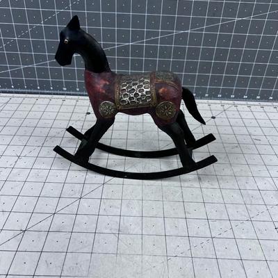 Metal and Wood Carved Rocking Horse