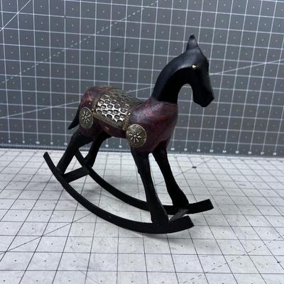 Metal and Wood Carved Rocking Horse