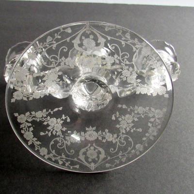 Vintage Cambridge Diane Pattern 3 Light Candlestick