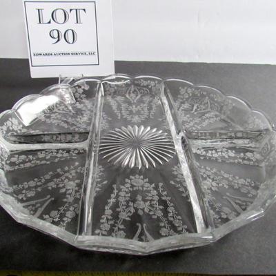 Vintage Cambridge Diane Pattern 5 Part Round Relish