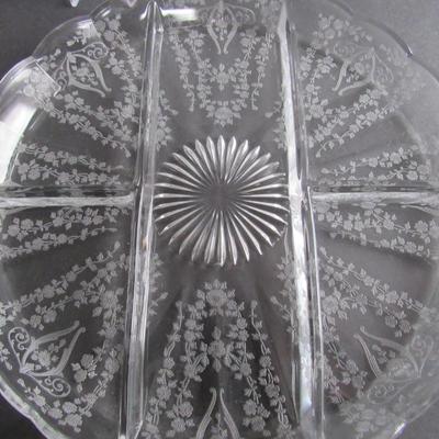 Vintage Cambridge Diane Pattern 5 Part Round Relish