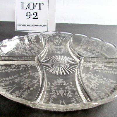 Vintage Cambridge Diane Pattern 5 Part Fancy Round Relish