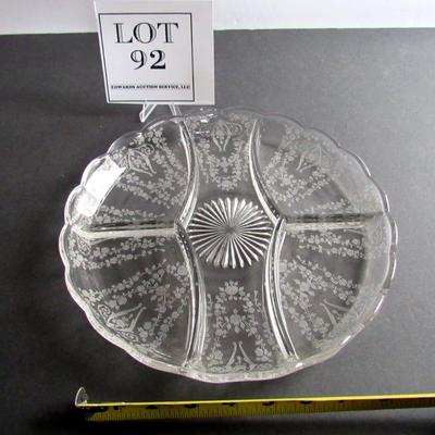 Vintage Cambridge Diane Pattern 5 Part Fancy Round Relish