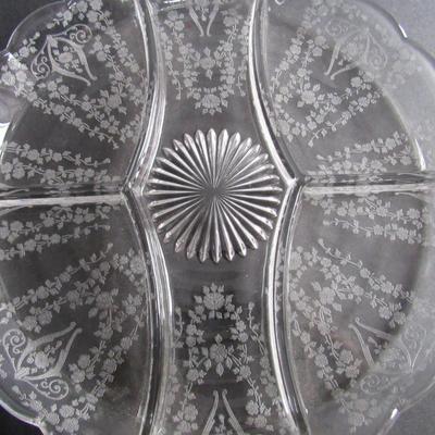 Vintage Cambridge Diane Pattern 5 Part Fancy Round Relish