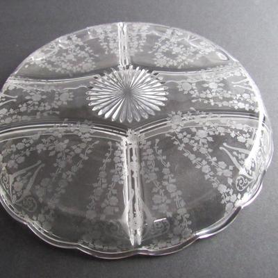 Vintage Cambridge Diane Pattern 5 Part Fancy Round Relish