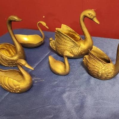 Brass swimming swans - 6