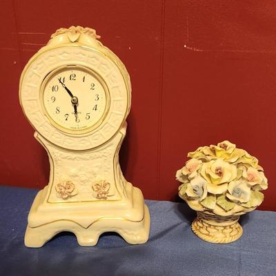 Victorian clock and flower