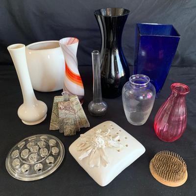 Hall & Other Vases Plus Floral Frogs (DR-HS)