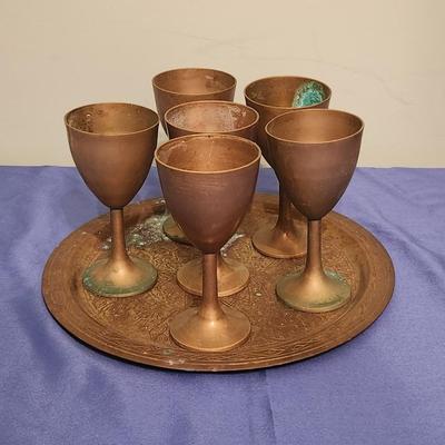 Brass goblet with tray