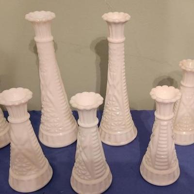 Milk glass vases - 7