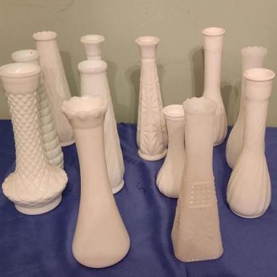 Milk glass vases - 12