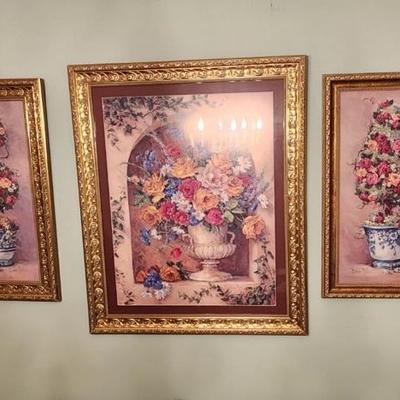 3 piece picture set of flower