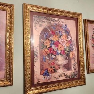 3 piece picture set of flower