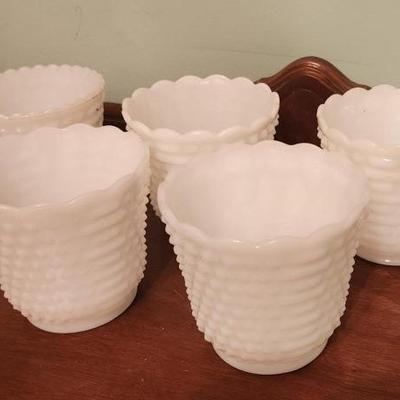 Matching milk glass bowls - 5