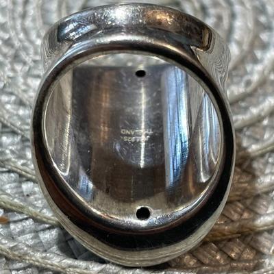 Vintage Sterling Silver 1-1/8" Tall Cigar Band Fashion Ring in Good Preowned Condition as Pictured.