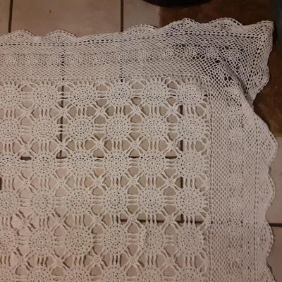 Crocheted table cloth 4.5 ft x 9 ft.