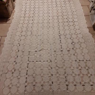 Crocheted table cloth 4.5 ft x 9 ft.