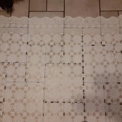 Crocheted table cloth 4.5 ft x 9 ft.