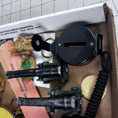 Mixed Lot Tray, Toys, Tools, Rocks 