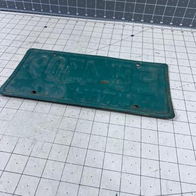 1967 Utah Green License Plate Single 