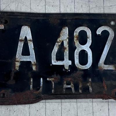 1972 Utah Black License Plate Single 