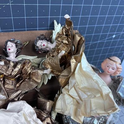 Box of Christmas Angles and Ornaments 