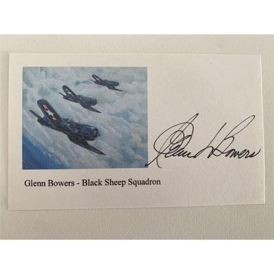 WWII Flying Sheep Squadron Glenn Bowers signed card