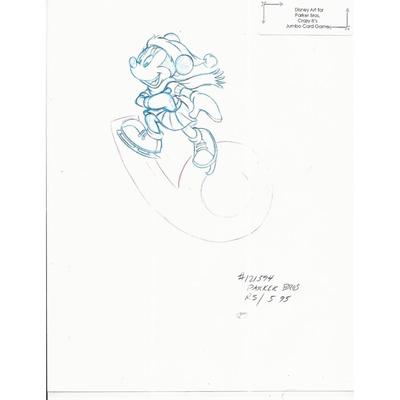 Disney Minnie Mouse original hand drawn art for Parker Bros. Hasbro Crazy 8's card game