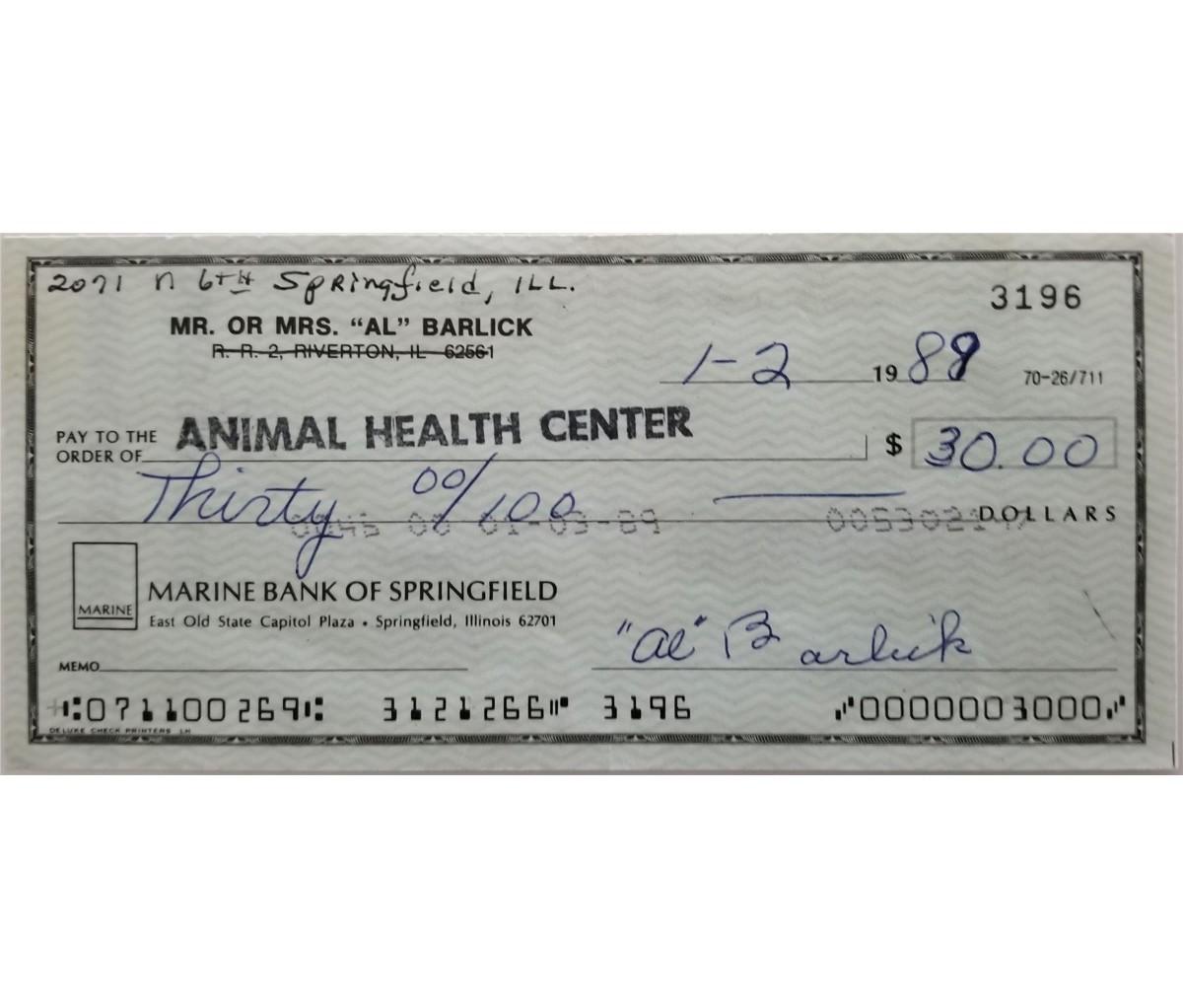 Esigned Check Al Barlick signed check | EstateSales.org