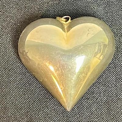 Sterling? Puffed Heart Pendant Unmarked
