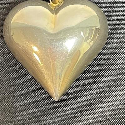 Sterling? Puffed Heart Pendant Unmarked