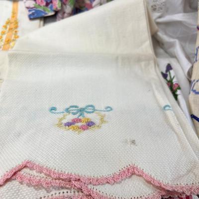 Vintage travel new tea towels. embrodiery, vintage aprons