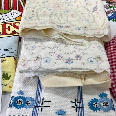 Vintage travel new tea towels. embrodiery, vintage aprons