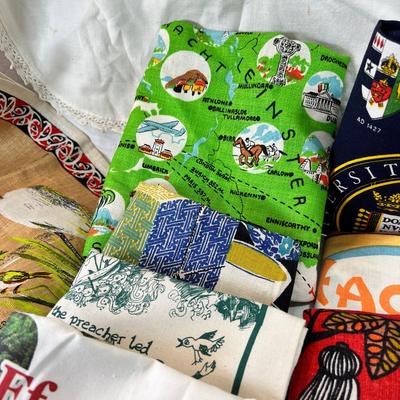 Vintage travel new tea towels. embrodiery, vintage aprons