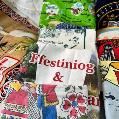 Vintage travel new tea towels. embrodiery, vintage aprons