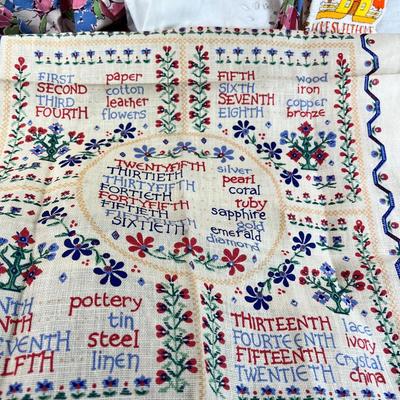 Vintage travel new tea towels. embrodiery, vintage aprons