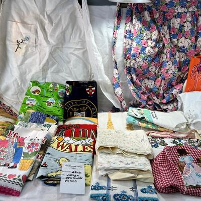 Vintage travel new tea towels. embrodiery, vintage aprons