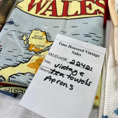 Vintage travel new tea towels. embrodiery, vintage aprons