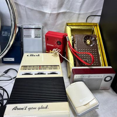 Transistor radios, Stereo system, Drone, clock