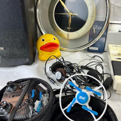 Transistor radios, Stereo system, Drone, clock