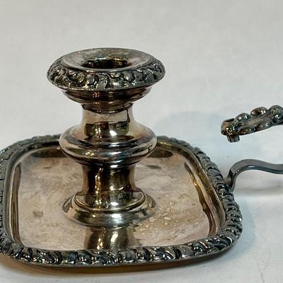 Silver Plate Finger Hold Chamber Candlestick Taperstick